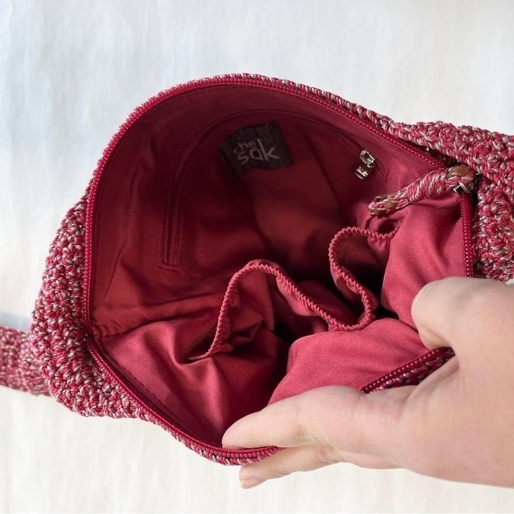 The SAK crochet shoulder bag purse red green orange Boho Hippie chic casual Y2K - Picture 8 of 9
